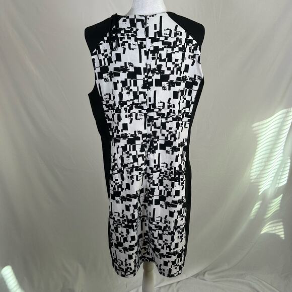 Soho Apparel Black White Sleeveless Dress Shift Size 12 Abstract Business Party - Picture 2 of 4